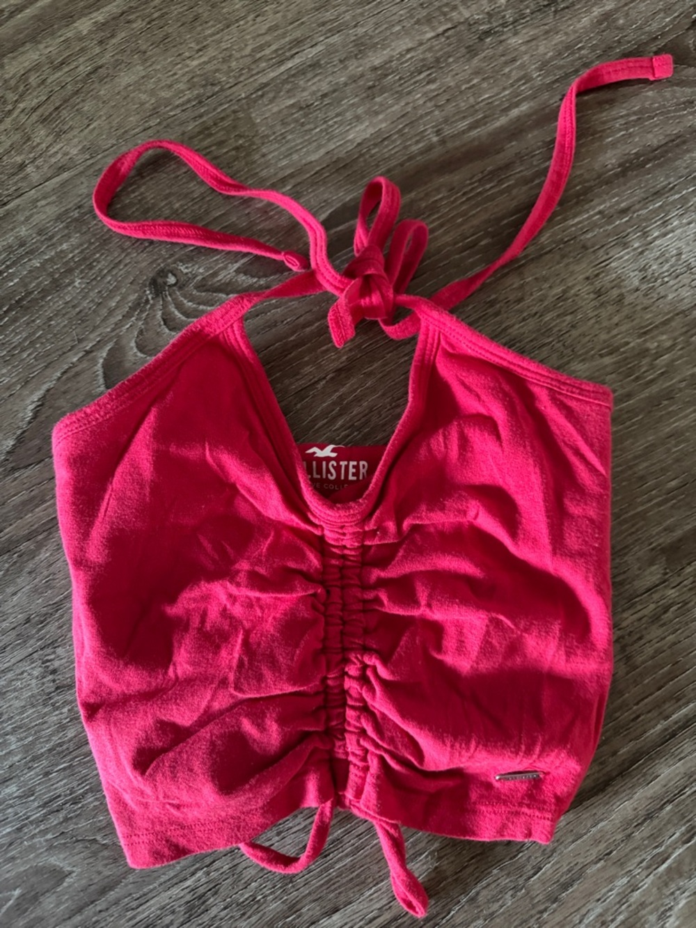 Hollister Hot Pink Ruched Halter Crop Top
